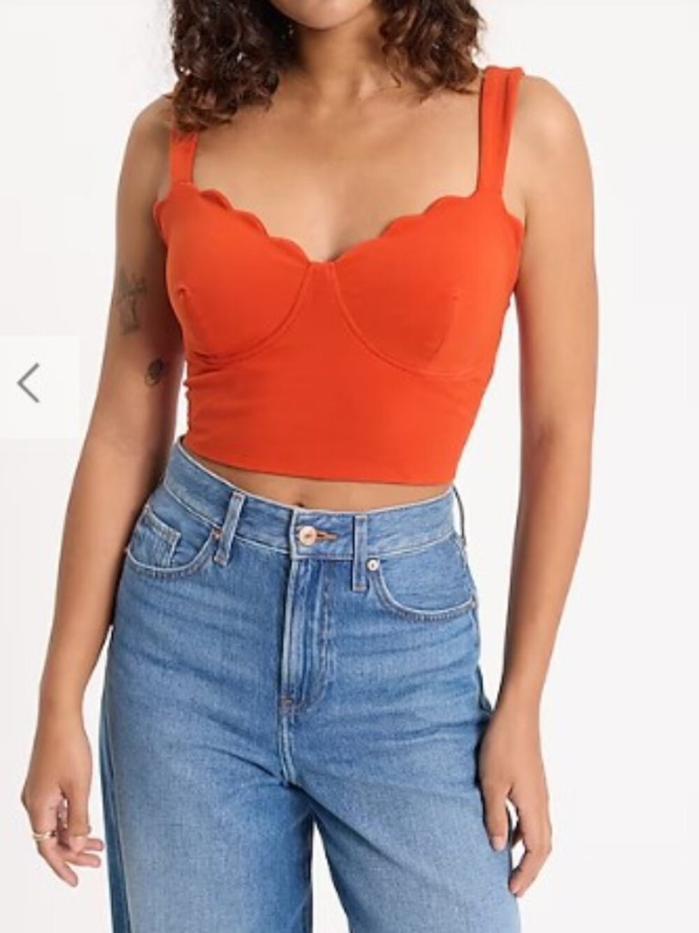 NWT Express Orange Body Contour Stretch Cotton Scalloped Bustier Cropped Tank